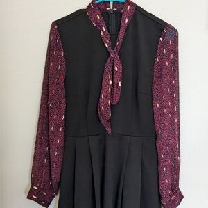 Smak parlour blue red black cheetah print dress medium